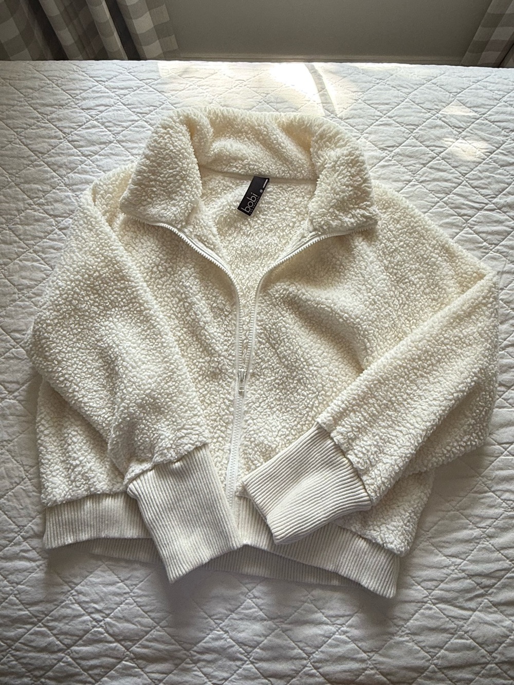 bobi Cream Teddy Sherpa Zip Jacket